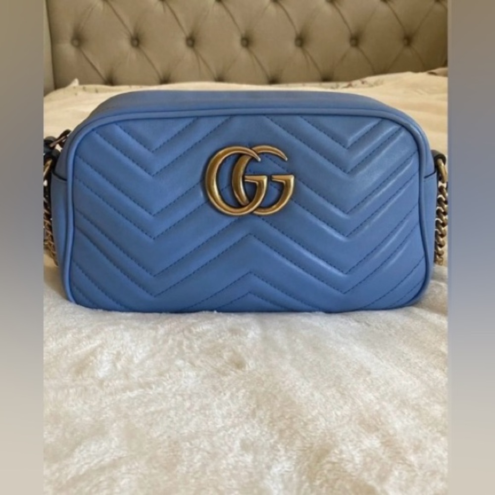 Gucci marmont camera bag blue with